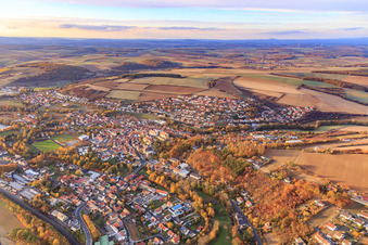 View of the town from the south in Arnstein in the state Bavaria, Germany