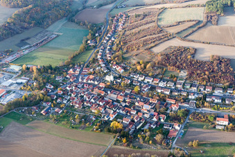 Oblique view of Town View of the streets and houses of the residential areas in Arnstein in the state Bavaria, Germany