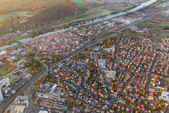 Aerial view of Karlstadt am Main in the state Bavaria, Germany