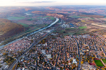 Aerial photograpy of Karlstadt am Main in the state Bavaria, Germany