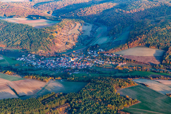 Aerial photograpy of District Binsfeld in Arnstein in the state Bavaria, Germany