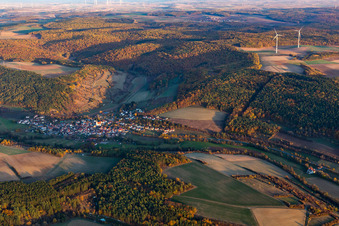 Oblique view of District Binsfeld in Arnstein in the state Bavaria, Germany