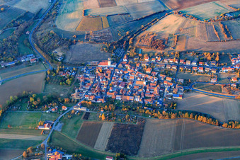Village view on the B26 from the west in the district Müdesheim in Arnstein in the state Bavaria, Germany