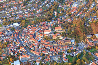 Aerial photograpy of Castle Arnstein Main Spessart in Arnstein in the state Bavaria, Germany