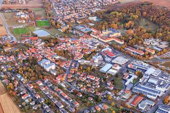 View of the town and castle park from the northwest in Werneck in the state Bavaria, Germany