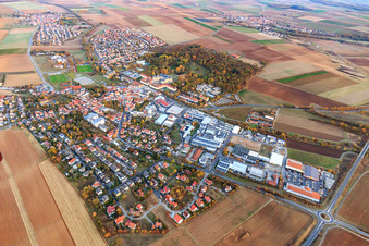 Overview of the town from the northwest in Werneck in the state Bavaria, Germany