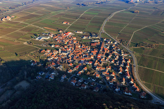 View of the town in winter from the west in Eschbach in the state Rhineland-Palatinate, Germany