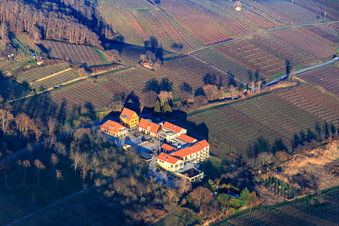Aerial view of Wellness Hotel Alte Rebschule in Rhodt unter Rietburg in the state Rhineland-Palatinate, Germany