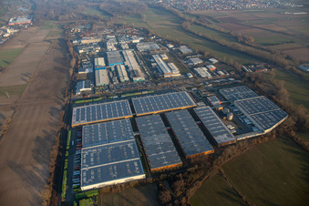 Industrial and commercial area Landau Ost with Michelin Tires and APL Automobil-Prueftechnik Landau GmbH in Landau in der Pfalz in the state Rhineland-Palatinate, Germany