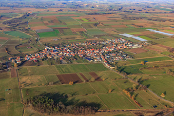 Aerial view of Village view from the south in Schweighofen in the state Rhineland-Palatinate, Germany