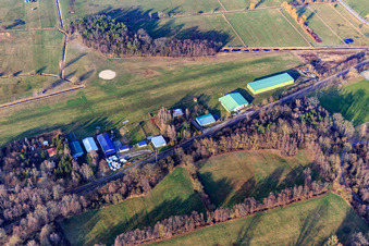 Aerial view of Airfield Schweighofen of the FSC Südpfalz in Schweighofen in the state Rhineland-Palatinate, Germany