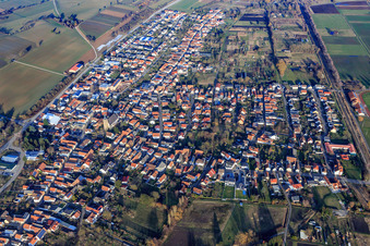 Aerial view of View of the town from the southwest in Steinfeld in the state Rhineland-Palatinate, Germany