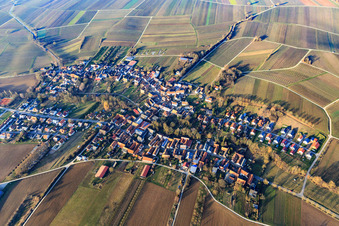 Aerial photograpy of Village view from the south in Dierbach in the state Rhineland-Palatinate, Germany