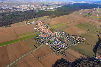 Aerial view of Village view from the southwest in the district Hayna in Herxheim bei Landau in the state Rhineland-Palatinate, Germany