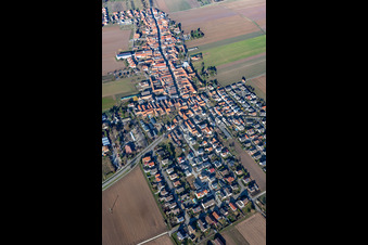 Village overview from the south in the district Hayna in Herxheim bei Landau in the state Rhineland-Palatinate, Germany