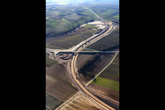Construction site of the bypass for the B38 in Impflingen in the state Rhineland-Palatinate, Germany from above