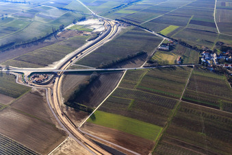 Construction site of the bypass for the B38 in Impflingen in the state Rhineland-Palatinate, Germany out of the air