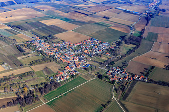 Aerial view of Village view in winter from the southwest in Steinfeld in the state Rhineland-Palatinate, Germany