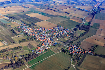 Aerial photograpy of Village view in winter from the southwest in Steinfeld in the state Rhineland-Palatinate, Germany