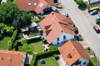 Klingbachstr in Steinweiler in the state Rhineland-Palatinate, Germany viewn from the air