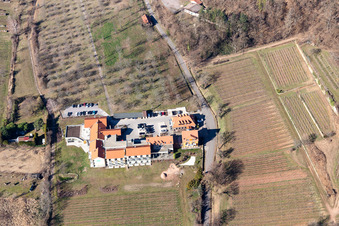 Aerial photograpy of Wellness Hotel Alte Rebschule in Rhodt unter Rietburg in the state Rhineland-Palatinate, Germany