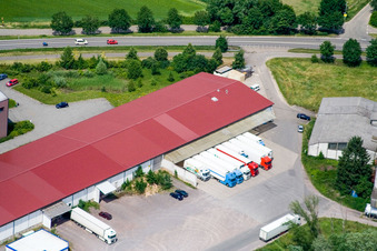 Aerial view of Nuss forwarding agency in the West Industrial Park in Herxheim bei Landau in the state Rhineland-Palatinate, Germany