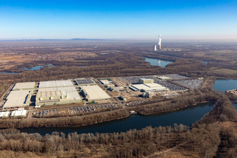 Aerial photograpy of Island Green in Germersheim in the state Rhineland-Palatinate, Germany