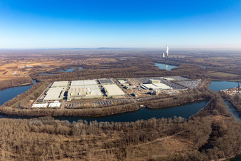 Oblique view of Island Green in Germersheim in the state Rhineland-Palatinate, Germany