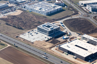 Oblique view of Industrial Area North in Rülzheim in the state Rhineland-Palatinate, Germany