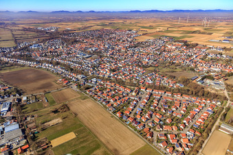 City view from the east in Herxheim bei Landau in the state Rhineland-Palatinate, Germany