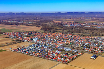 Aerial photograpy of View from the southeast in Steinweiler in the state Rhineland-Palatinate, Germany
