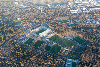 Wildparkstadion, construction site in the district Innenstadt-Ost in Karlsruhe in the state Baden-Wuerttemberg, Germany from above