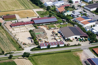 Aerial view of Industrial area Am Kleinwald, Drei Eichen Hof in Herxheim bei Landau in the state Rhineland-Palatinate, Germany