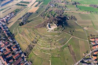 Ruins and vestiges of the former castle and fortress Burgruine Staufen in Staufen im Breisgau in the state Baden-Wurttemberg, Germany