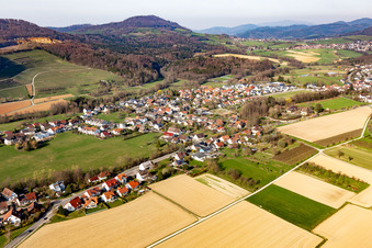 Aerial view of Hexentalstr in the district Ellighofen in Bollschweil in the state Baden-Wuerttemberg, Germany