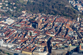 Old Town area and city center in Freiburg im Breisgau in the state Baden-Wurttemberg, Germany