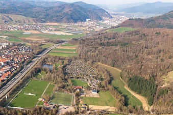 Valley landscape surrounded by mountains in Denzlingen in the state Baden-Wurttemberg, Germany