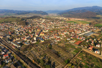 Cemetery Denzlingen, St. George's Church in Denzlingen in the state Baden-Wuerttemberg, Germany