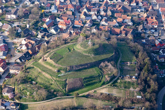 Monument instead of the former fortress on a hill in the district Nimburg in Teningen in the state Baden-Wurttemberg, Germany