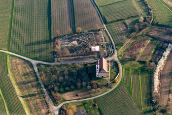 Aerial view of Grave rows on the grounds of the cemetery Bergfriedhof Nimburg bei Teningen in Teningen in the state Baden-Wurttemberg, Germany