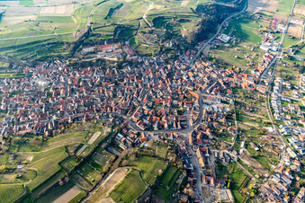 Town View of the streets and houses of the residential areas in Bahlingen am Kaiserstuhl in the state Baden-Wurttemberg, Germany