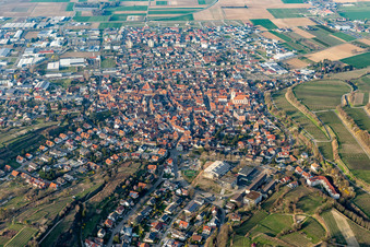 Aerial view of Outskirts residential in Endingen am Kaiserstuhl in the state Baden-Wurttemberg, Germany