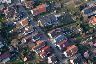Bird's eye view of Waldstr in Kandel in the state Rhineland-Palatinate, Germany