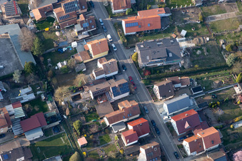 Drone recording of Waldstr in Kandel in the state Rhineland-Palatinate, Germany