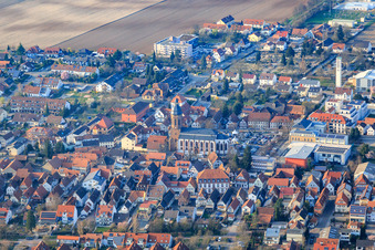 St. George's Church, Ludwig Riedinger Elementary School and Town Hall in Kandel in the state Rhineland-Palatinate, Germany
