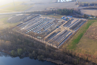 Aerial photograpy of Renaturation at the former tank farm in Jockgrim in the state Rhineland-Palatinate, Germany
