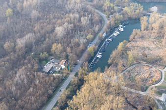 Aerial view of Rheinschänke in Leimersheim in the state Rhineland-Palatinate, Germany