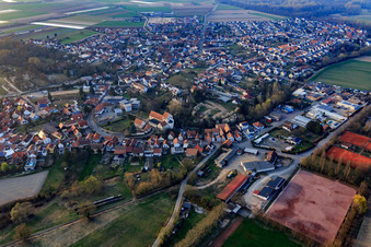 TuS 04 Hördt e. V. sports field, St. George's Catholic Church and gymnasium and festival hall Hördt in Hördt in the state Rhineland-Palatinate, Germany