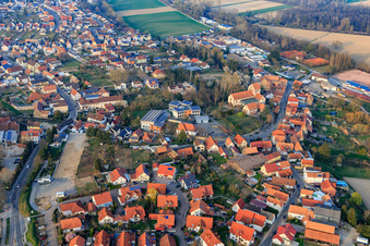 Aerial view of At the Hausberg and gymnasium and festival hall Hördt in Hördt in the state Rhineland-Palatinate, Germany