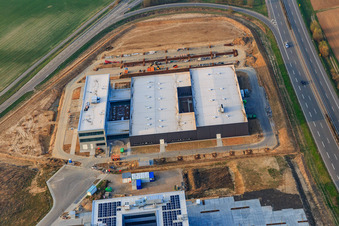 Aerial view of EIZO GmbH in Rülzheim in the state Rhineland-Palatinate, Germany